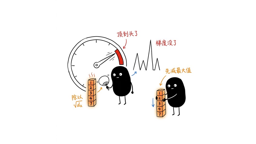 维度不缩放,softmax 会顶到头